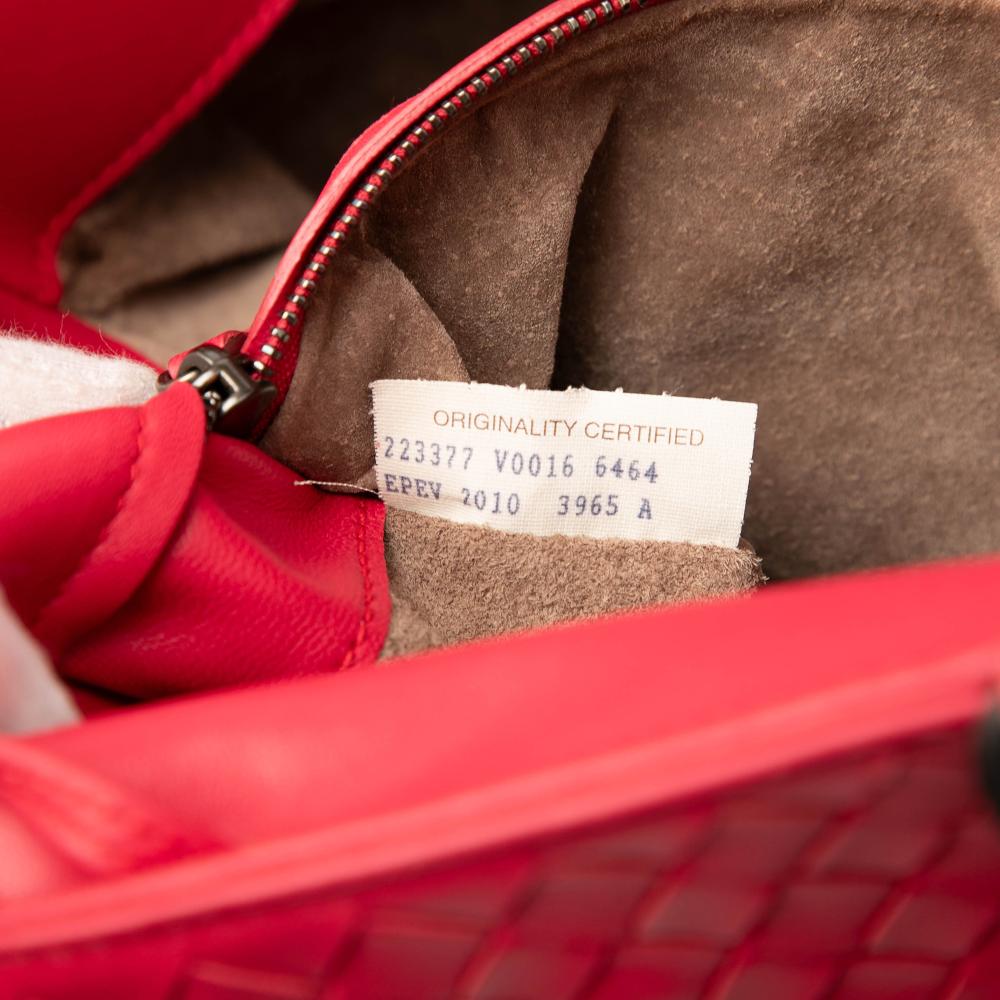 Bottega Veneta AB Bottega Veneta Red Nappa Leather Leather Nappa Intrecciato Milano Tote Italy