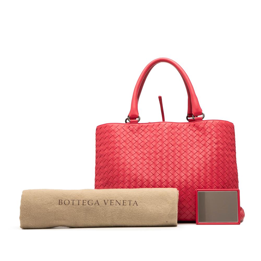 Bottega Veneta AB Bottega Veneta Red Nappa Leather Leather Nappa Intrecciato Milano Tote Italy