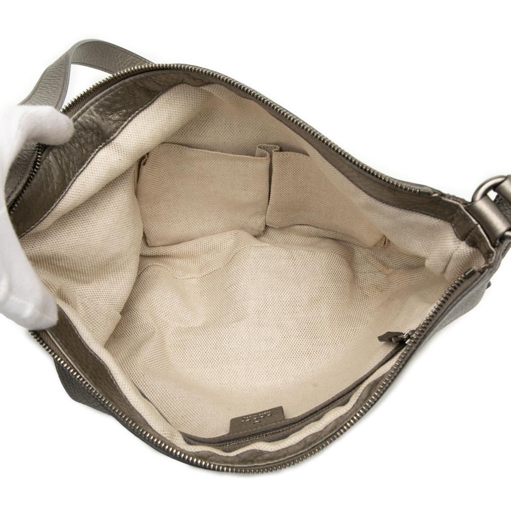 Gucci B Gucci Silver Calf Leather Soho Crossbody Italy