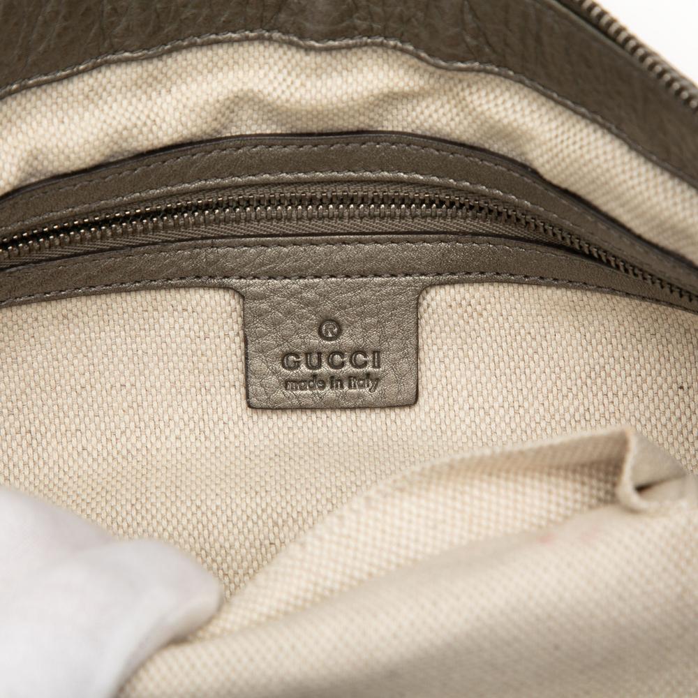 Gucci B Gucci Silver Calf Leather Soho Crossbody Italy