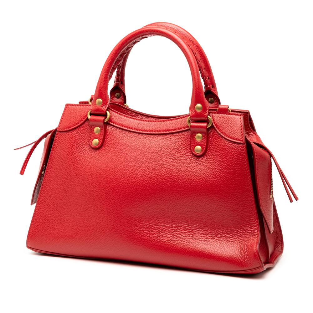 Balenciaga AB Balenciaga Red Calf Leather Small Grained skin Motocross Neo Classic City Satchel Italy