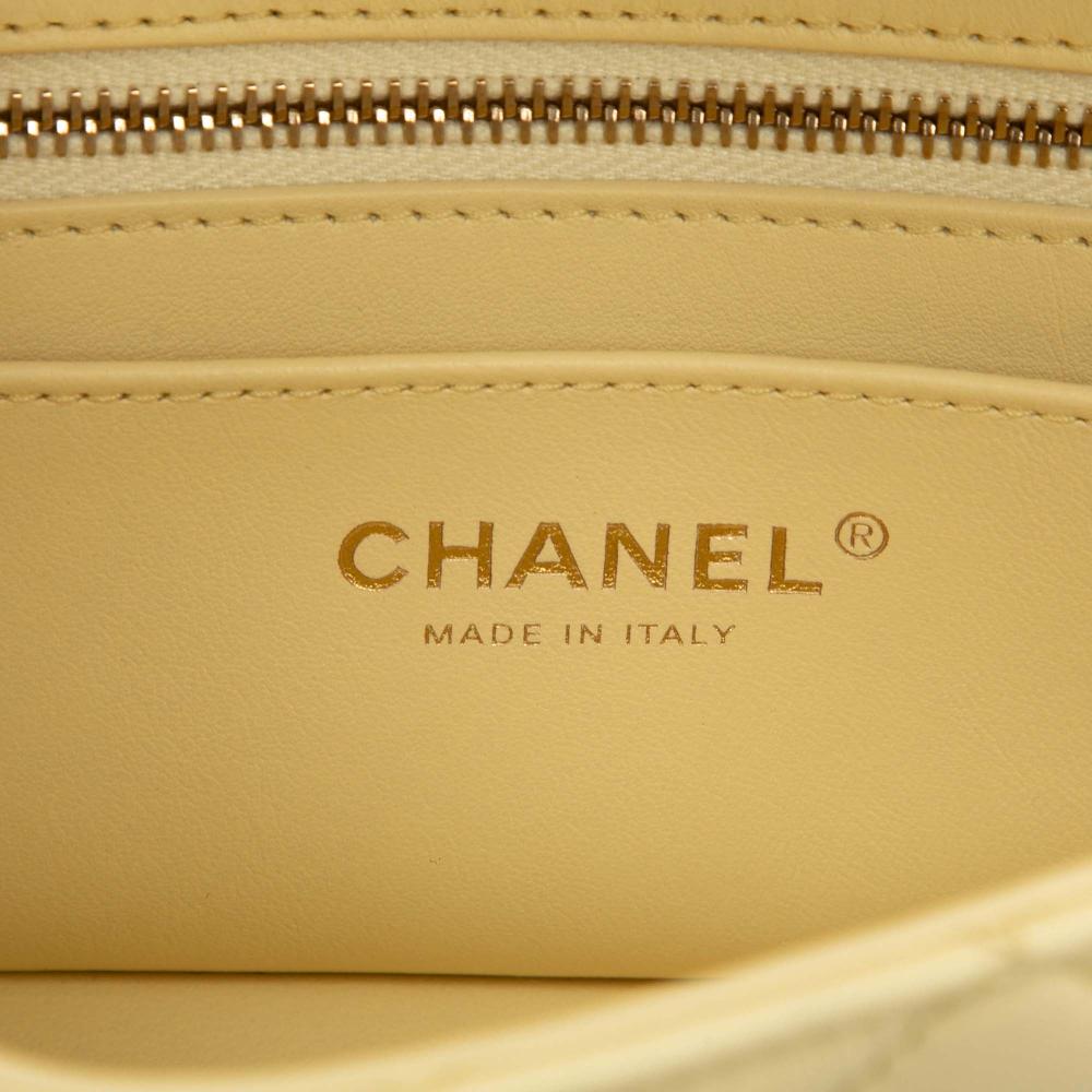 Chanel Yellow Mini Rectangular Classic Lambskin Sweet Camellia Flap Italy