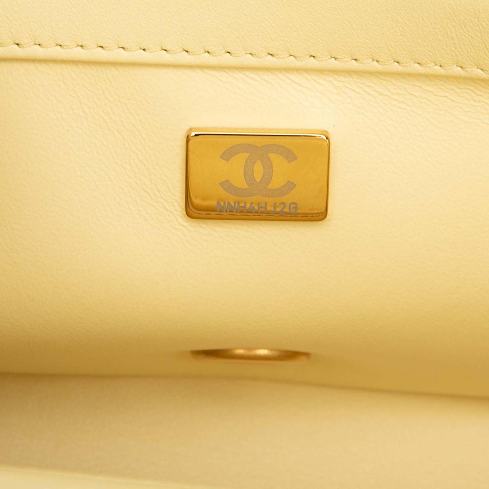 Chanel Yellow Mini Rectangular Classic Lambskin Sweet Camellia Flap Italy