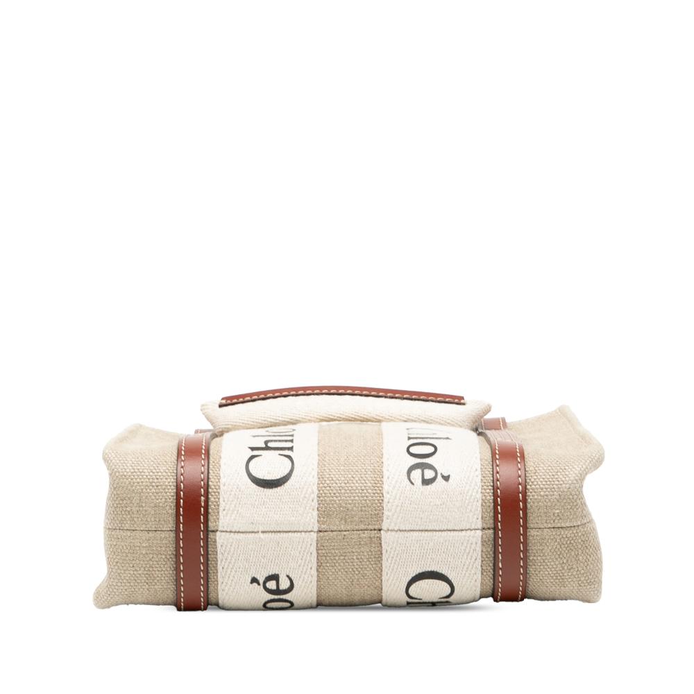 Chloé AB Chloé Brown Beige Canvas Fabric Mini Woody Satchel Italy