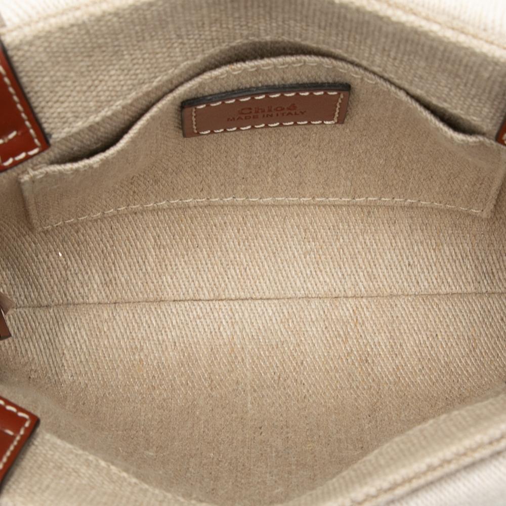 Chloé AB Chloé Brown Beige Canvas Fabric Mini Woody Satchel Italy