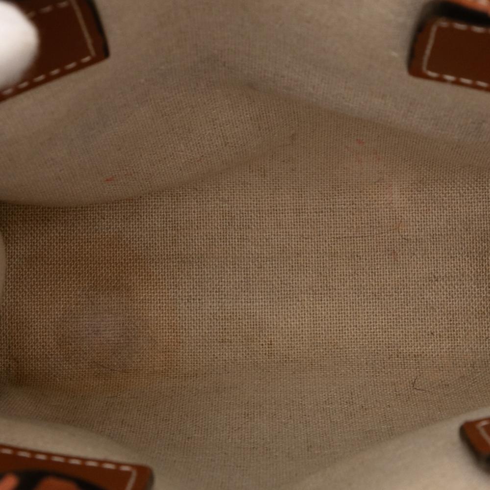 Celine B Celine Brown Light Beige Canvas Fabric Mini St Tropez Vertical Cabas Tote Italy