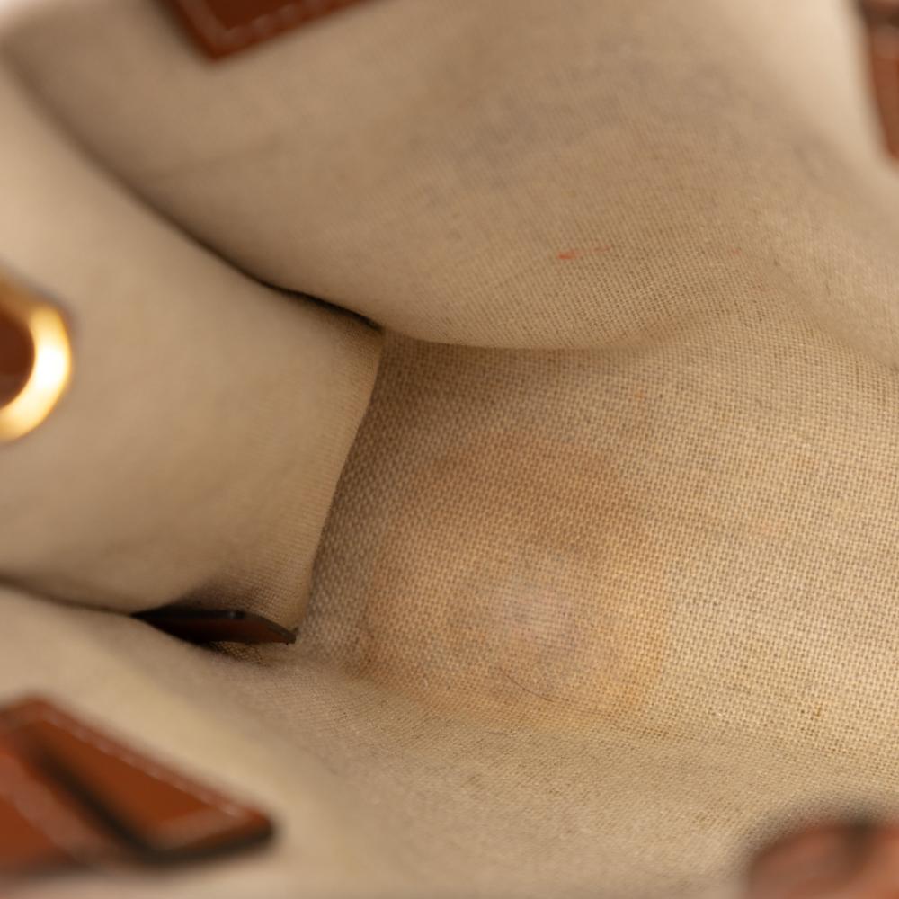 Celine B Celine Brown Light Beige Canvas Fabric Mini St Tropez Vertical Cabas Tote Italy