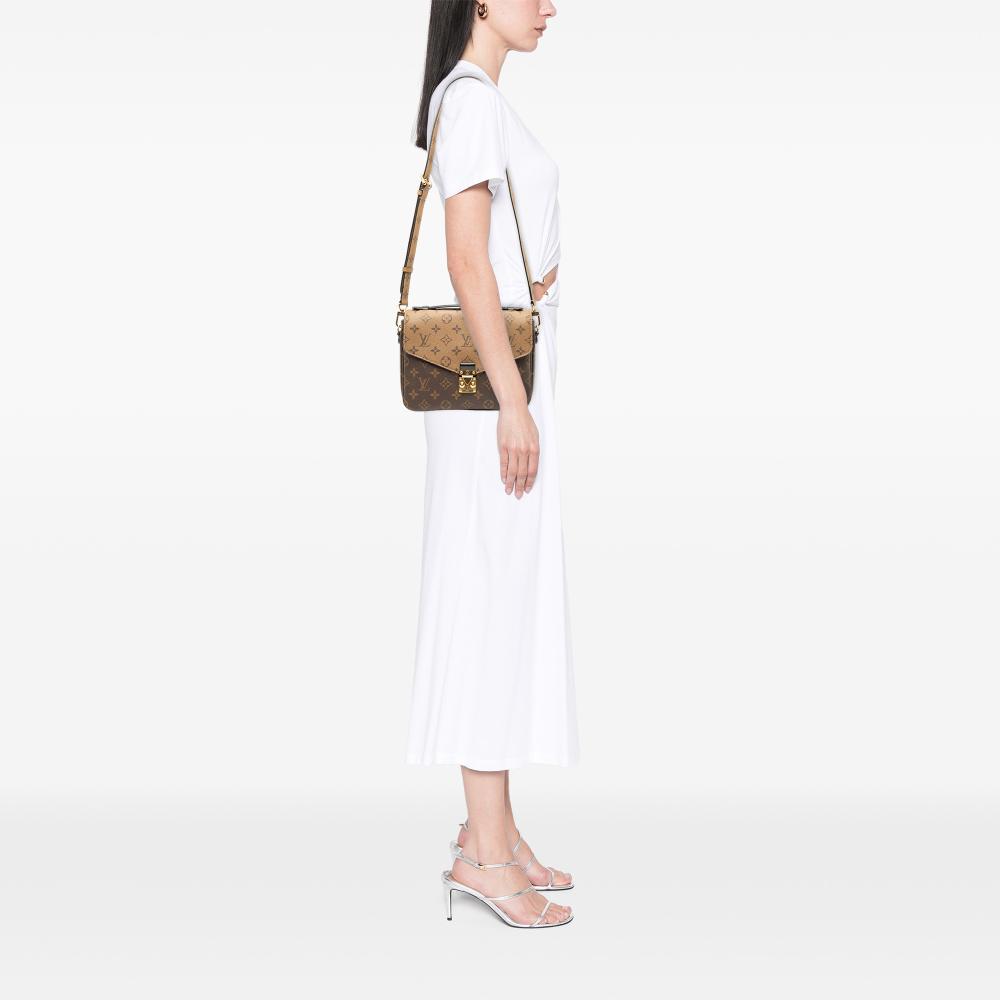 Louis Vuitton AB Louis Vuitton Brown Monogram Canvas Fabric Monogram Reverse Pochette Metis Italy