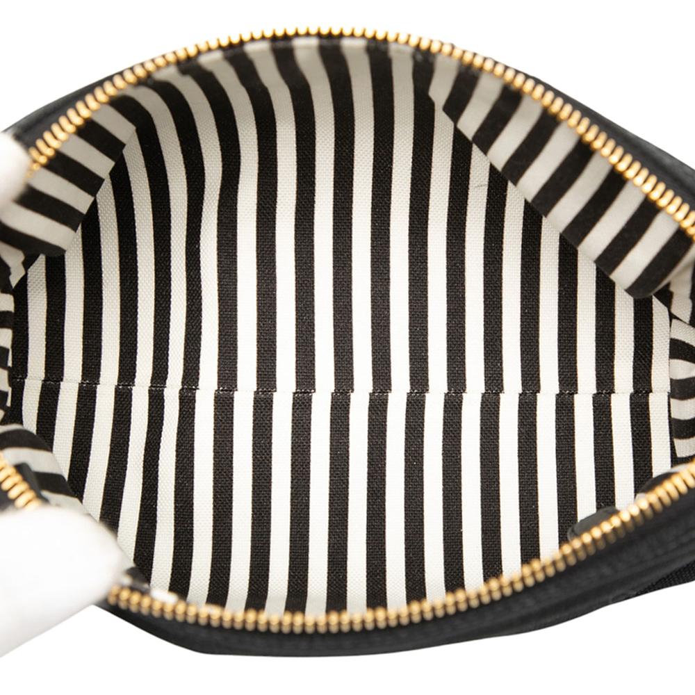 Prada AB Prada Black Canvas Fabric Canapa Logo Pouch Italy