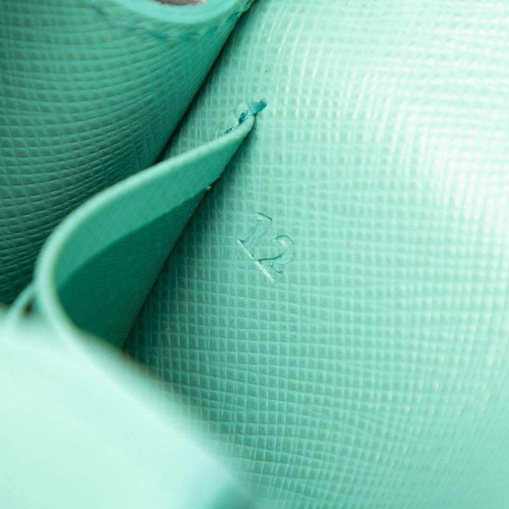 Prada AB Prada Blue Turquoise Saffiano Leather Lux Card Holder on Chain Italy