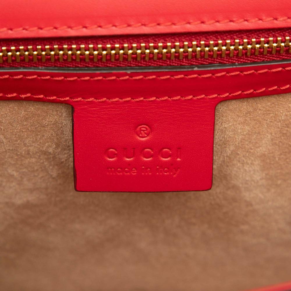 Gucci B Gucci Red Calf Leather Small Sylvie Web Satchel Italy