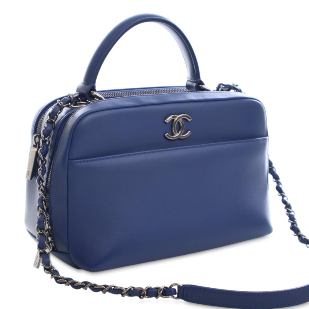 Chanel AB Chanel Blue Calf Leather Medium skin Trendy CC Bowling Bag France