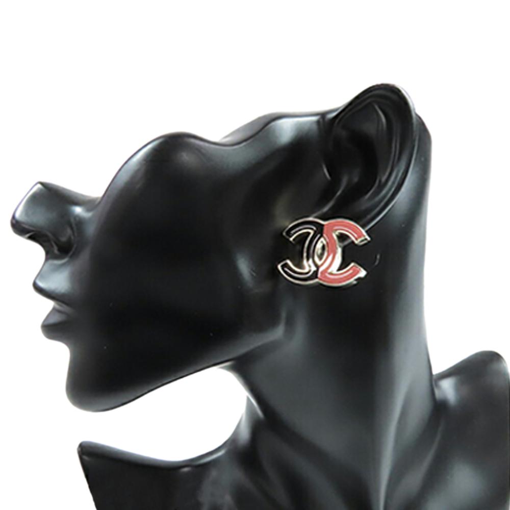 Chanel AB Chanel Gold Gold Plated Metal CC Enamel and Push Back Earrings Italy