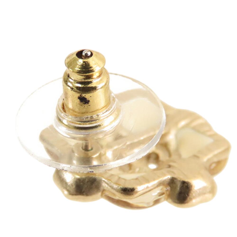 Chanel AB Chanel Gold Gold Plated Metal CC Resin and Faux Pearl Push Back Earrings France