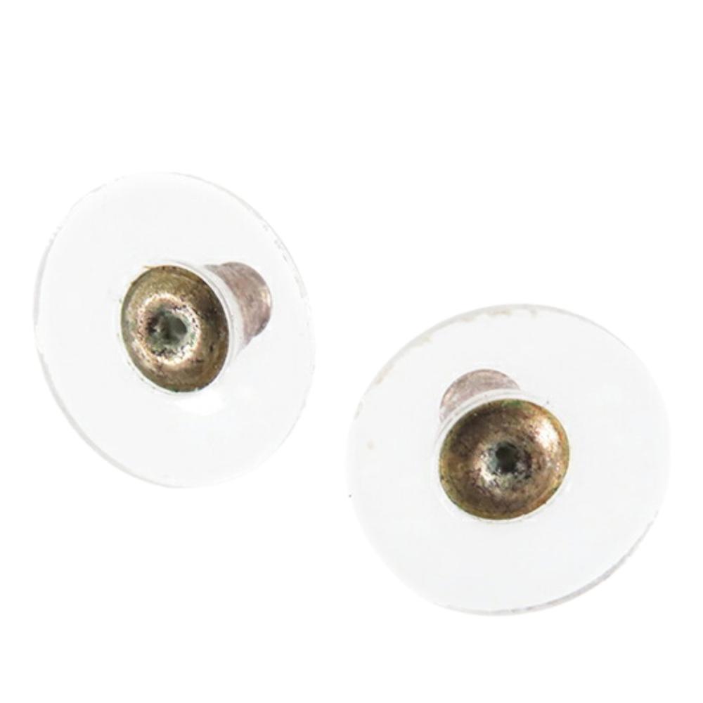 Chanel AB Chanel Silver Silver Plated Metal CC Crystal and Faux Pearl Push Back Earrings France