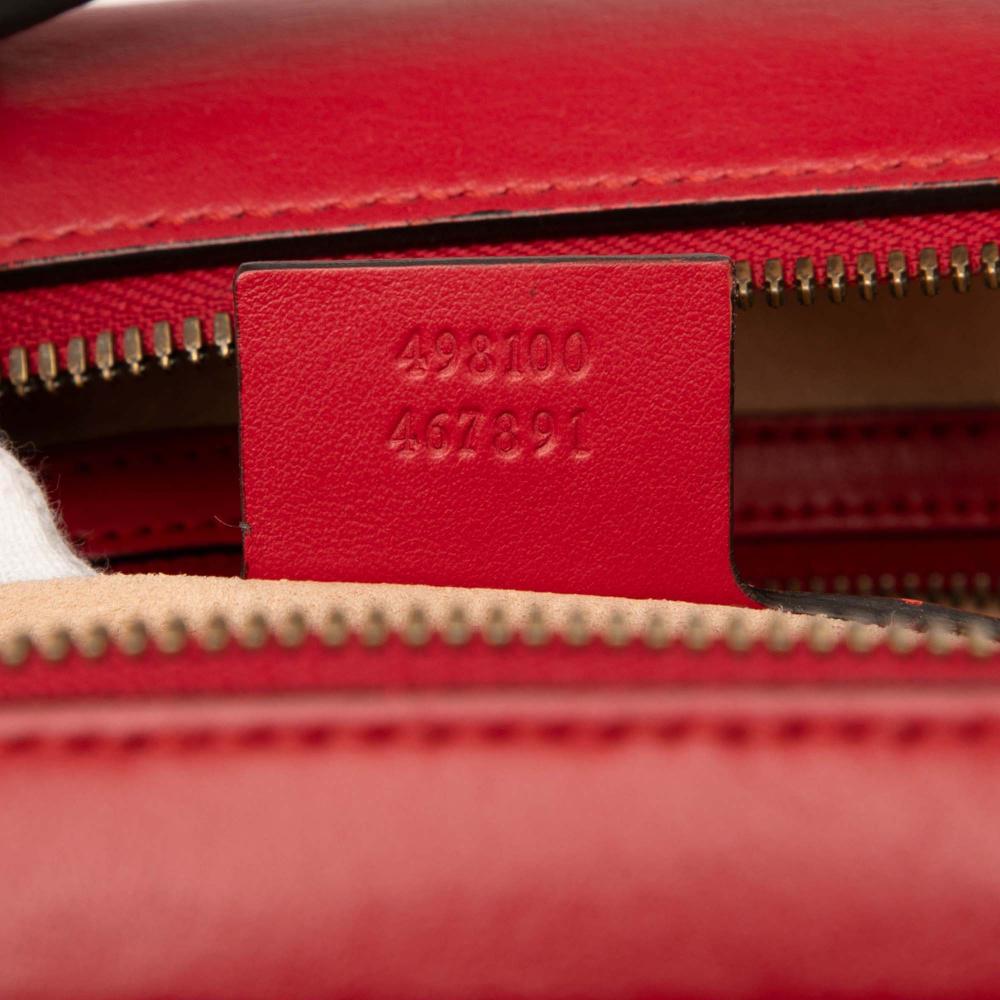 Gucci B Gucci Red Calf Leather Small GG Marmont Matelasse Sylvie Top Handle Satchel Italy