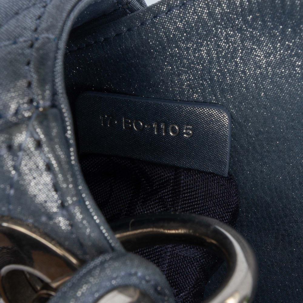 Christian Dior B Dior Blue Lambskin Leather Leather Mini Iridescent Lambskin Cannage Lady Dior Italy