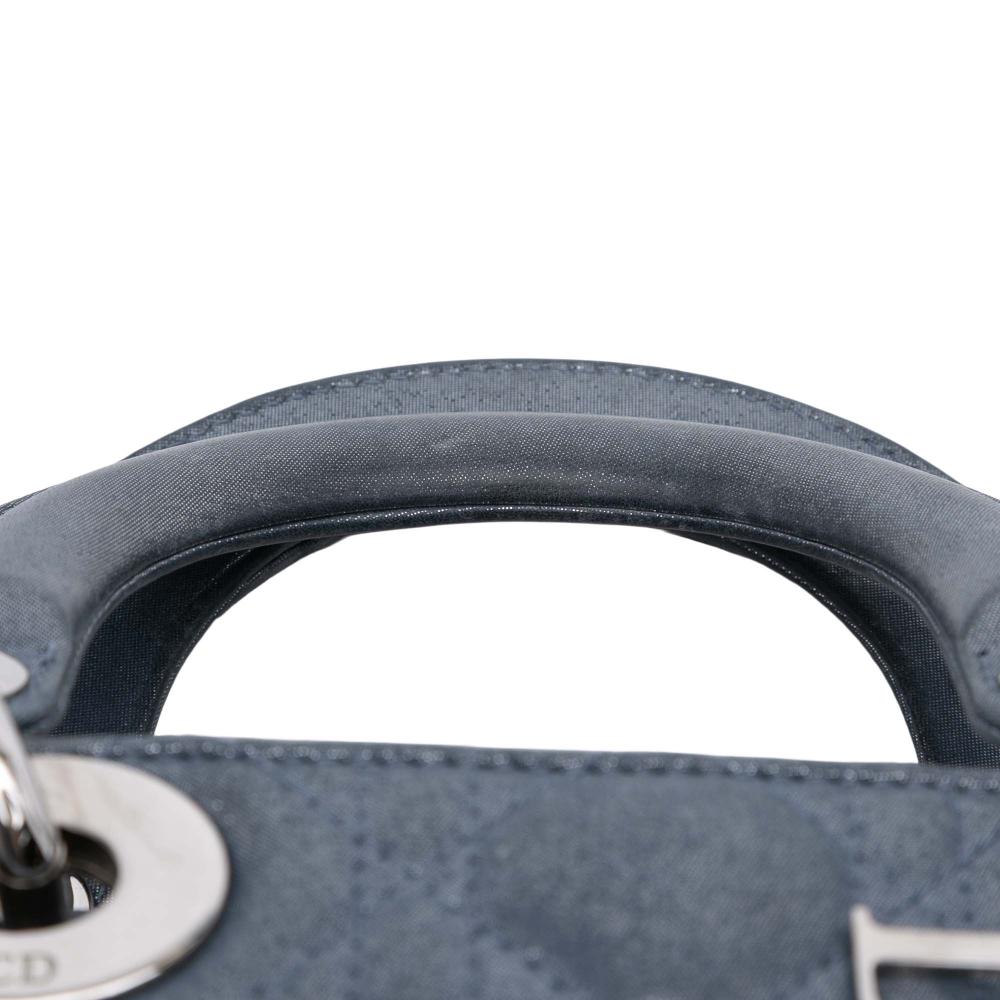 Christian Dior B Dior Blue Lambskin Leather Leather Mini Iridescent Lambskin Cannage Lady Dior Italy