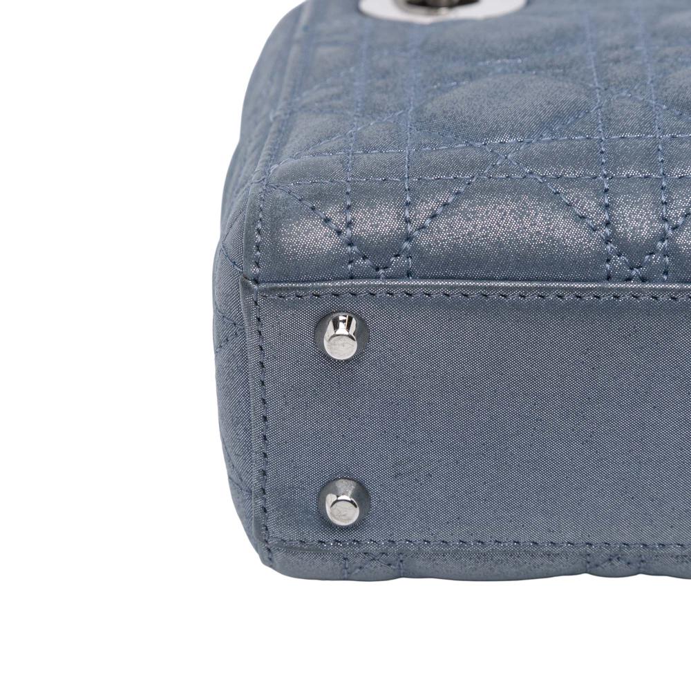 Christian Dior B Dior Blue Lambskin Leather Leather Mini Iridescent Lambskin Cannage Lady Dior Italy