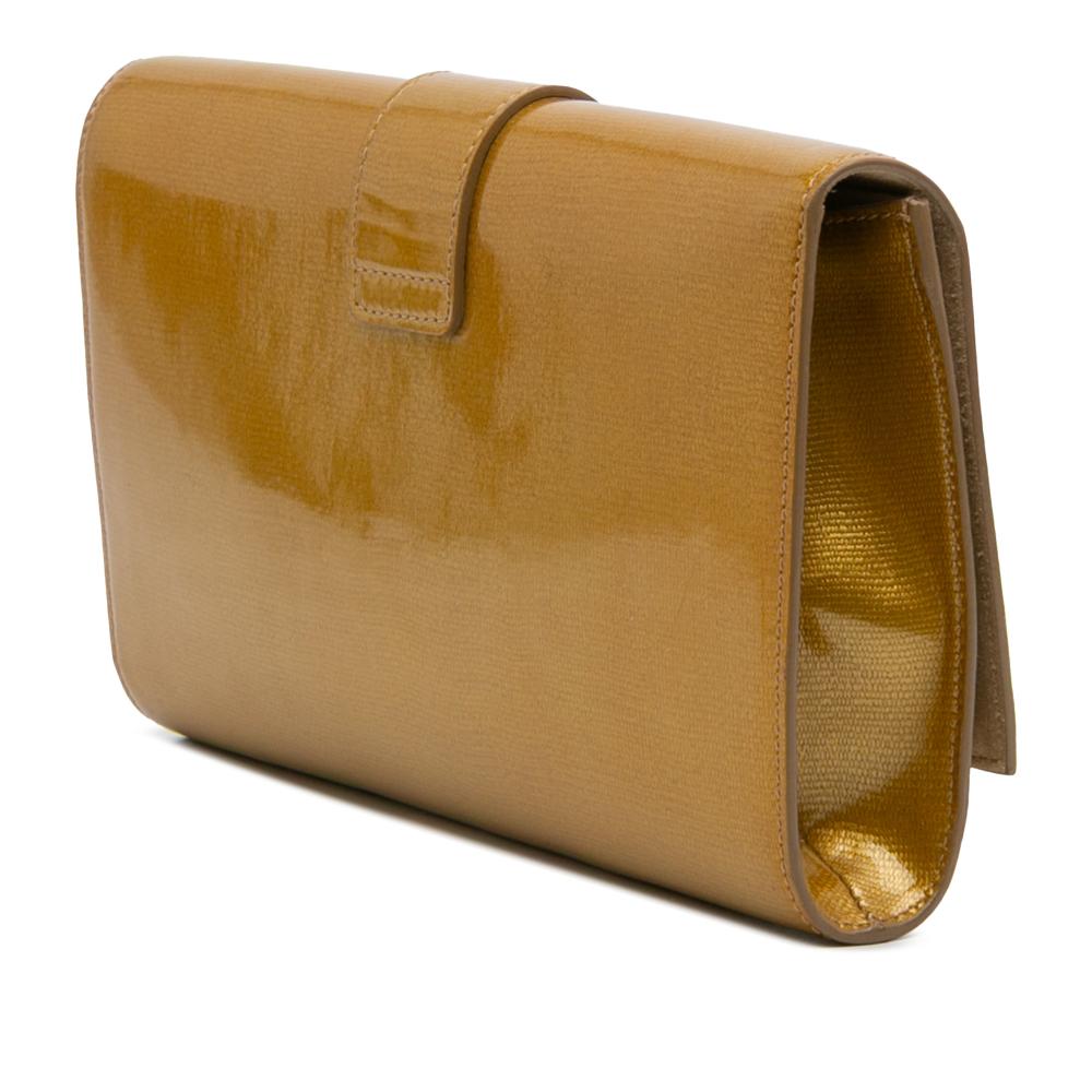 Saint Laurent B Saint Laurent Gold Patent Leather Leather Patent Chyc Ligne Clutch Italy