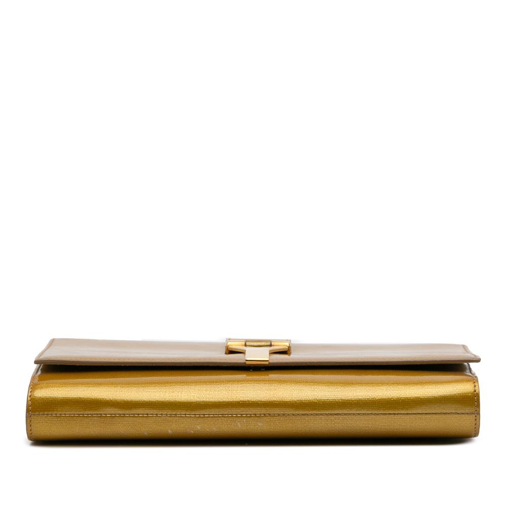 Saint Laurent B Saint Laurent Gold Patent Leather Leather Patent Chyc Ligne Clutch Italy