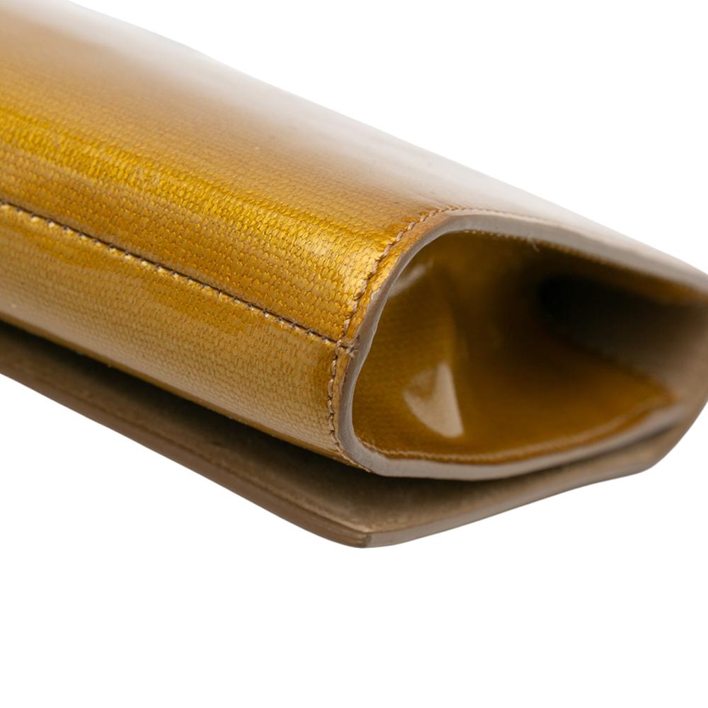 Saint Laurent B Saint Laurent Gold Patent Leather Leather Patent Chyc Ligne Clutch Italy