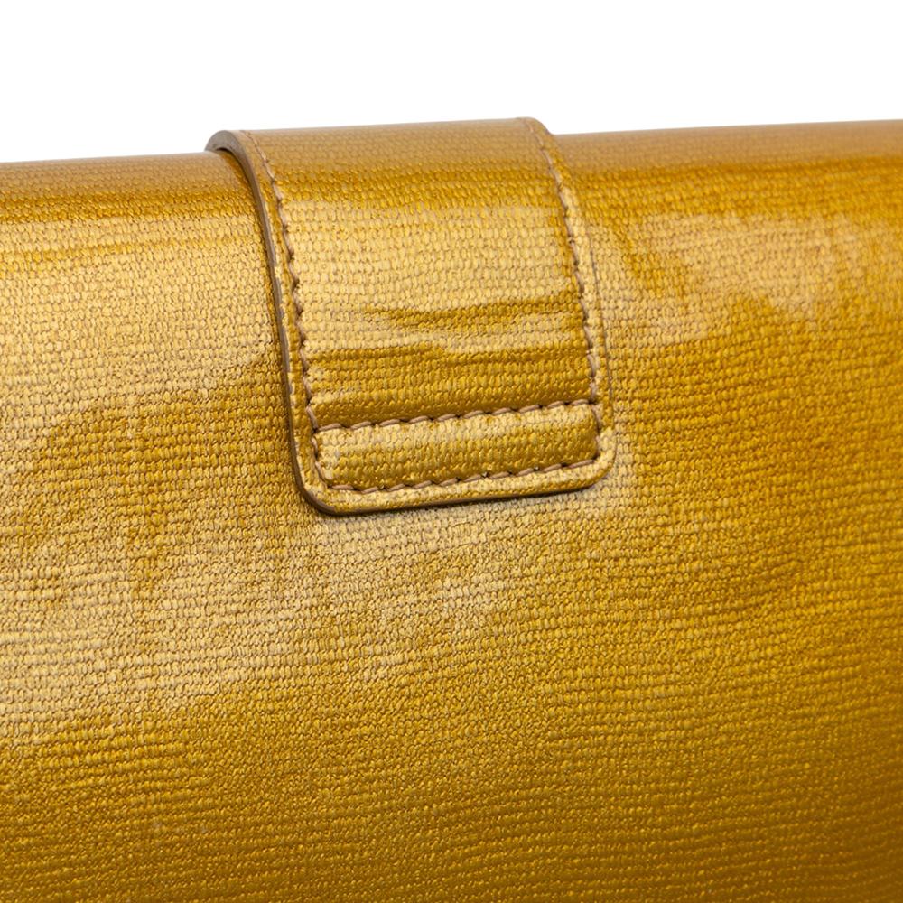 Saint Laurent B Saint Laurent Gold Patent Leather Leather Patent Chyc Ligne Clutch Italy