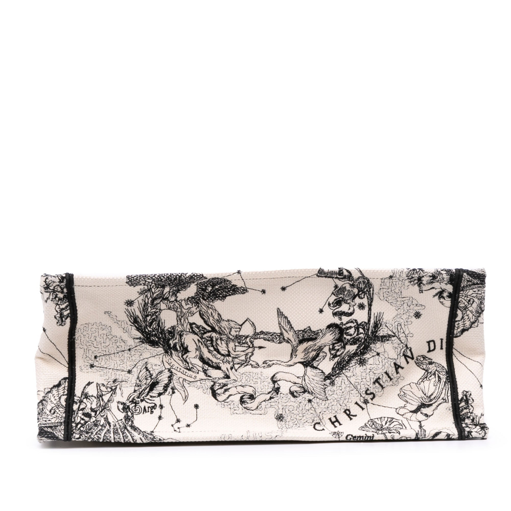 Christian Dior Book Tote Large Embroidery Canvas Handbag White