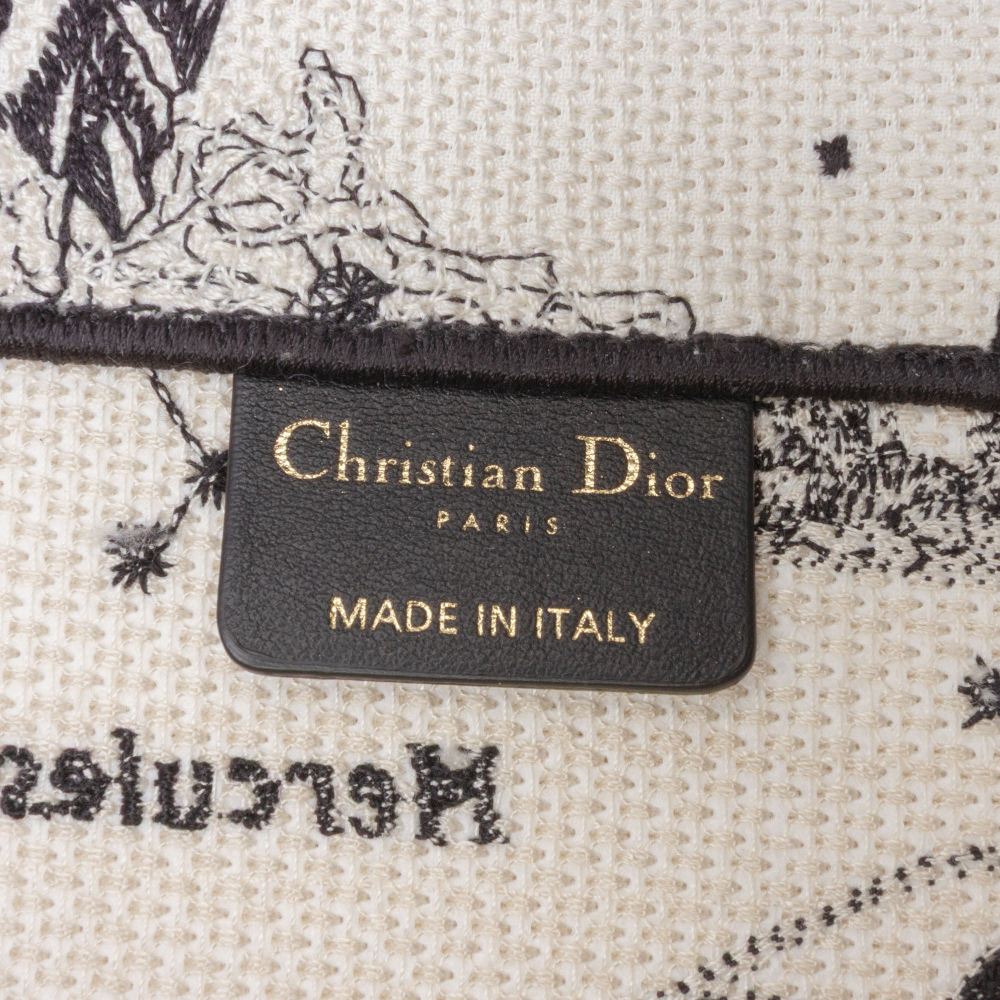 Christian Dior Book Tote Large Embroidery Canvas Handbag White