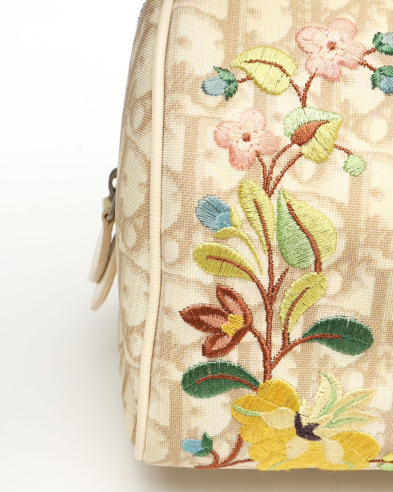 Christian Dior Diorissimo Embroidered Flowers Boston Bag
