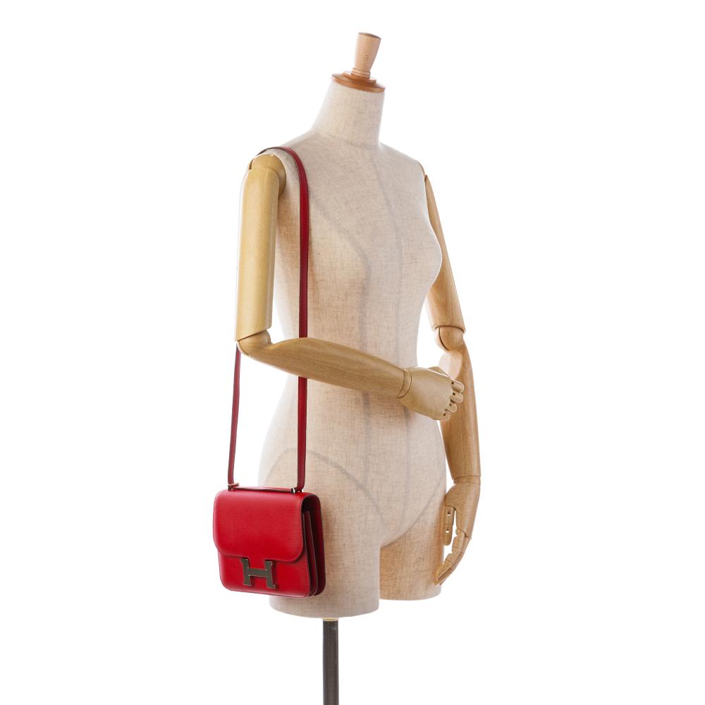 Hermès AB Hermès Red Calf Leather Mini Evercolor Constance 18 France