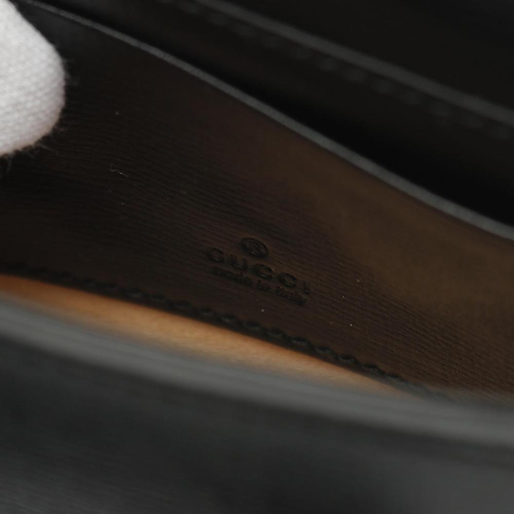 Gucci AB Gucci Black Calf Leather Mini Horsebit 1955 Web Satchel Italy