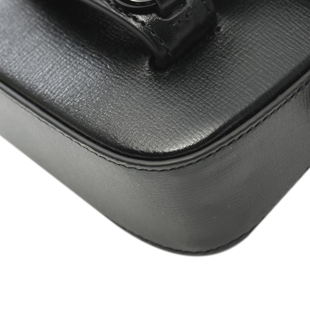 Gucci AB Gucci Black Calf Leather Mini Horsebit 1955 Web Satchel Italy