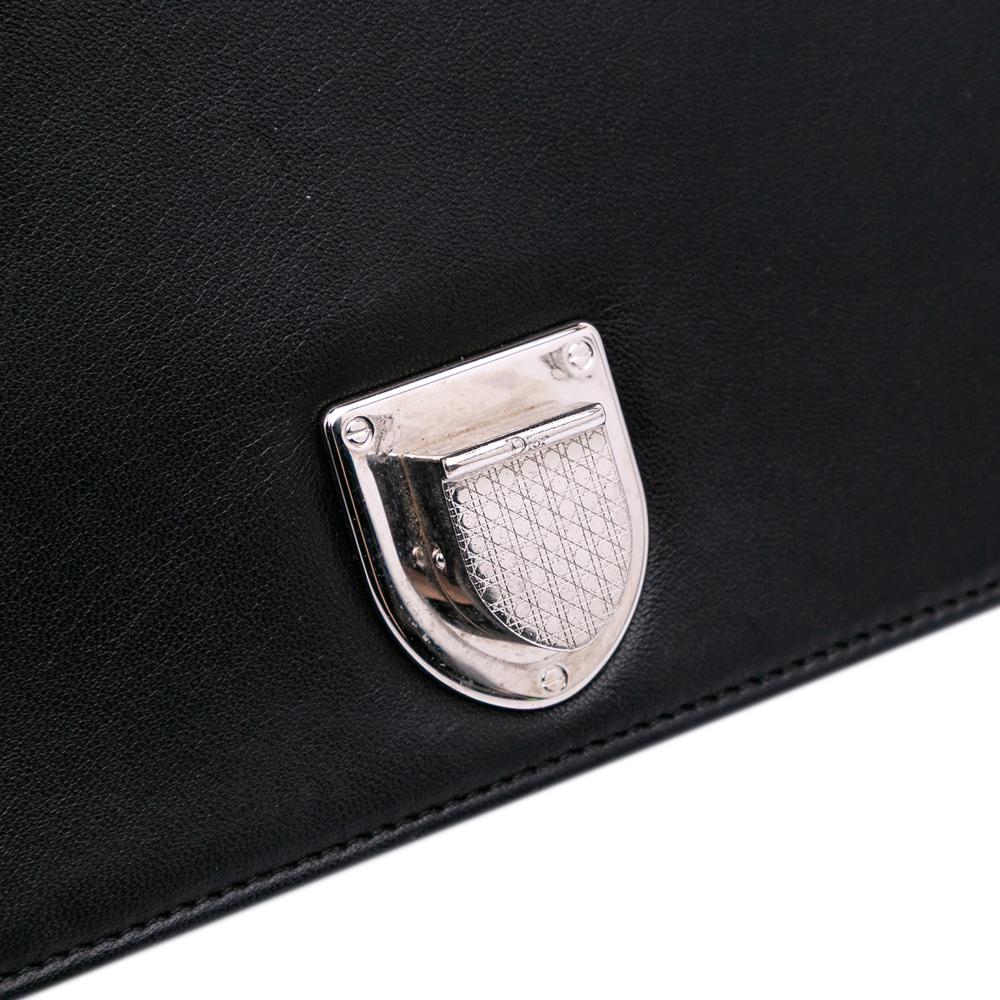 Christian Dior B Dior Black Lambskin Leather Leather Medium Studded Lambskin Diorama Flap Italy