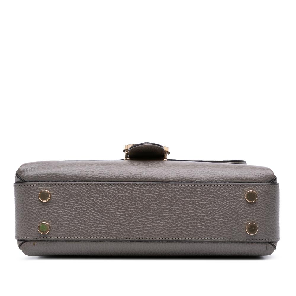 Gucci B Gucci Gray Calf Leather Small Dollar Interlocking G Satchel Italy