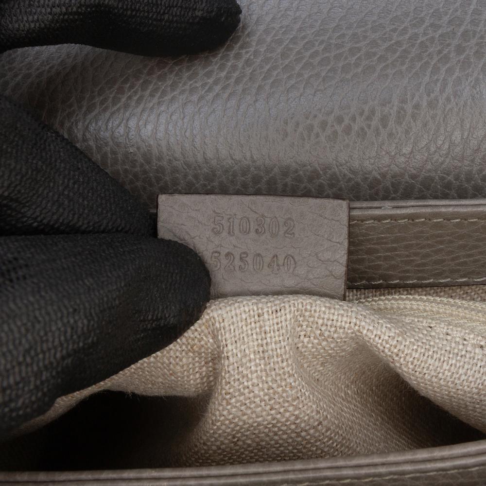Gucci B Gucci Gray Calf Leather Small Dollar Interlocking G Satchel Italy