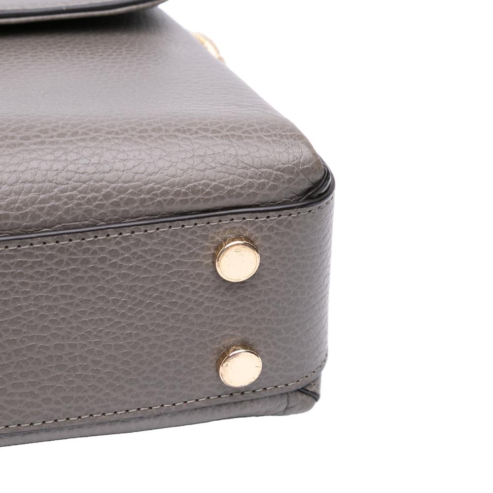 Gucci B Gucci Gray Calf Leather Small Dollar Interlocking G Satchel Italy