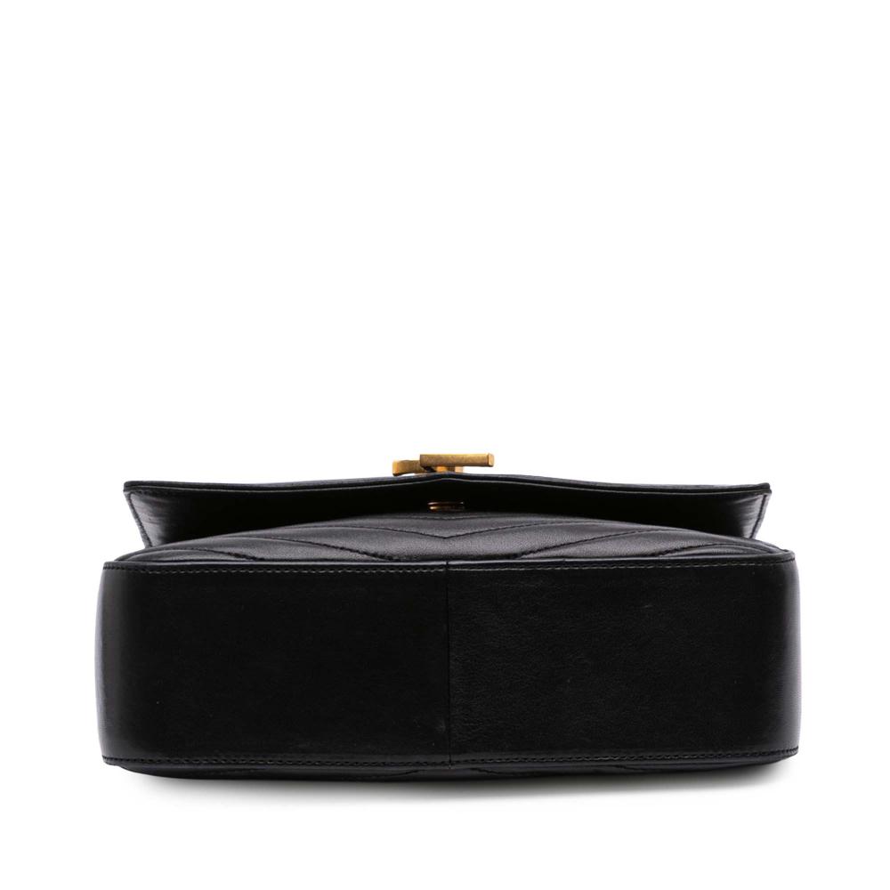 Saint Laurent B Saint Laurent Black Lambskin Leather Leather Medium Chevron Lambskin Monogram Sulpice Bag Italy