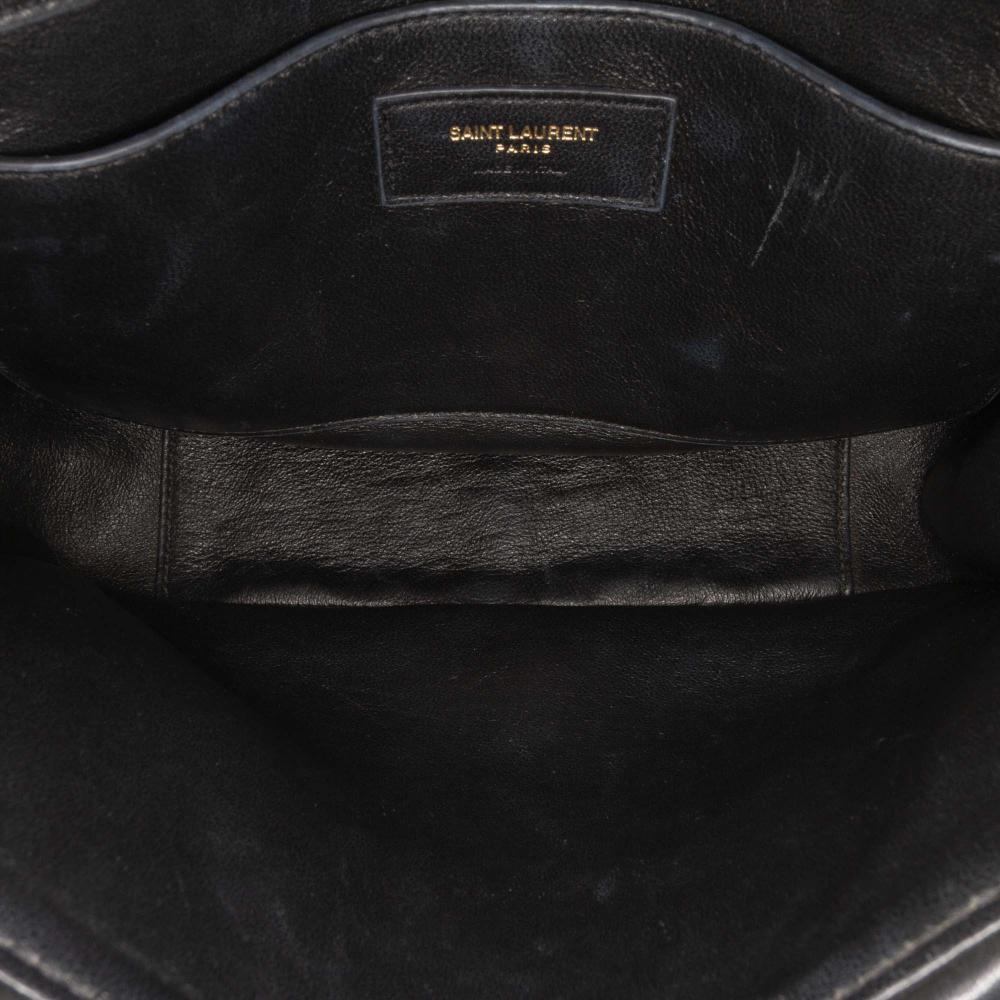 Saint Laurent B Saint Laurent Black Lambskin Leather Leather Medium Chevron Lambskin Monogram Sulpice Bag Italy