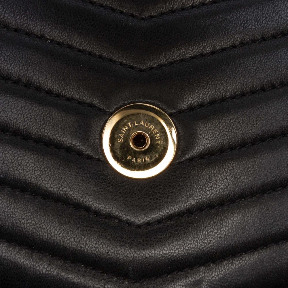 Saint Laurent B Saint Laurent Black Lambskin Leather Leather Medium Chevron Lambskin Monogram Sulpice Bag Italy