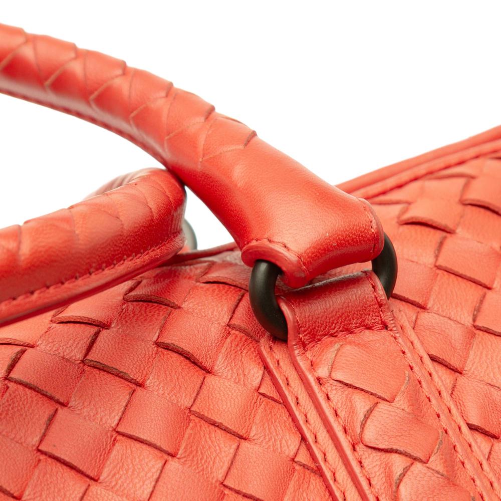 Bottega Veneta B Bottega Veneta Red Nappa Leather Leather Maxi Nappa Intrecciato Convertible Tote Italy