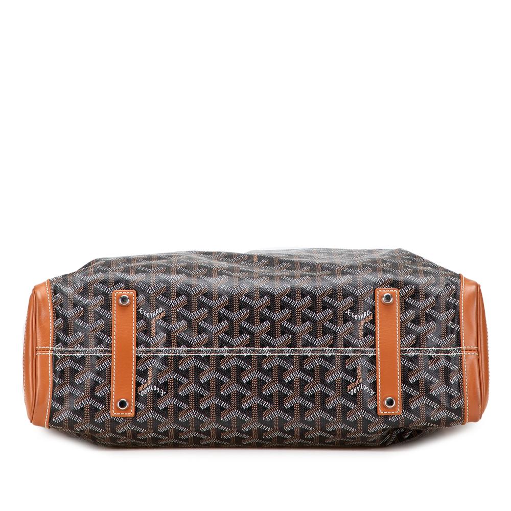Goyard AB Goyard Black with Brown Coated Canvas Fabric Goyardine Voltaire France