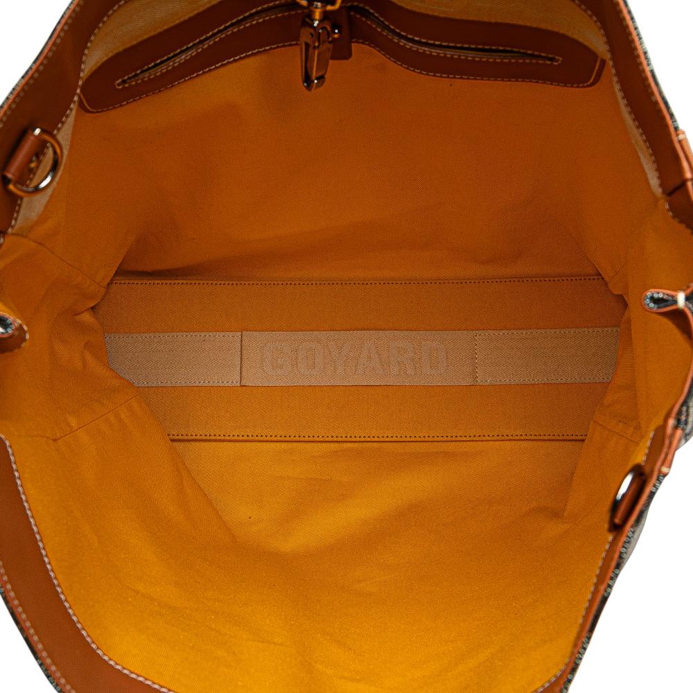 Goyard AB Goyard Black with Brown Coated Canvas Fabric Goyardine Voltaire France