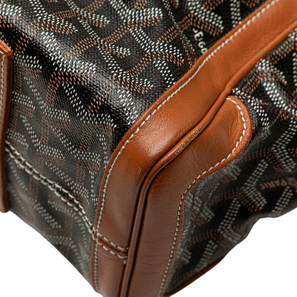 Goyard AB Goyard Black with Brown Coated Canvas Fabric Goyardine Voltaire France