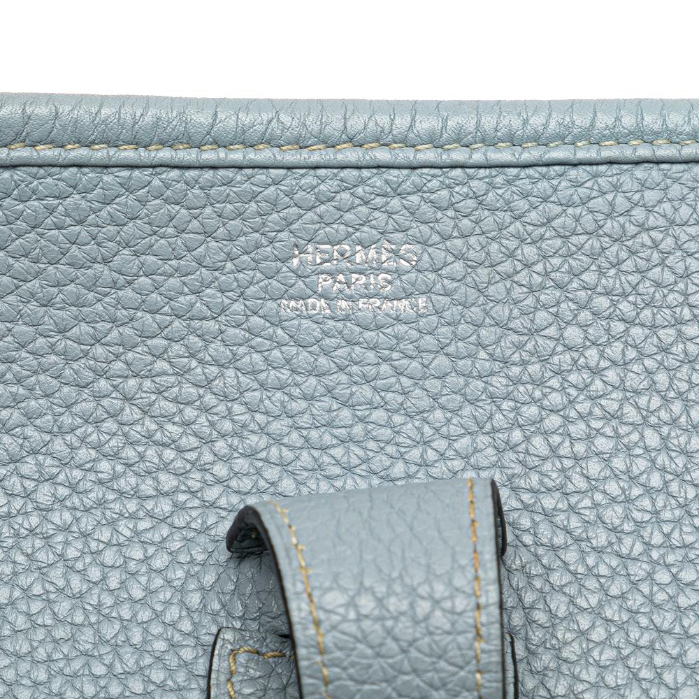 Hermès AB Hermès Blue Light Blue Calf Leather Clemence Evelyne III 33 France
