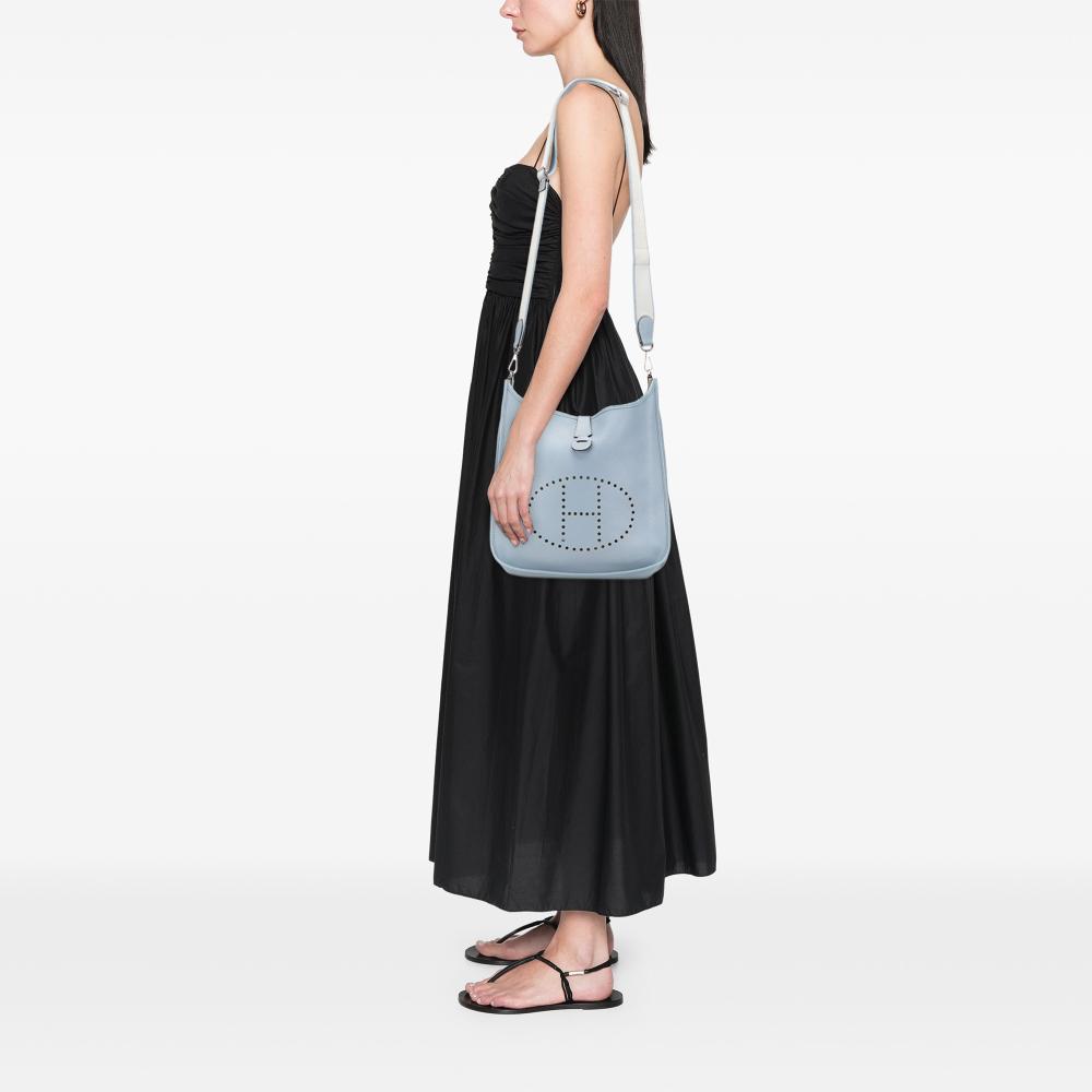 Hermès AB Hermès Blue Light Blue Calf Leather Clemence Evelyne III 33 France
