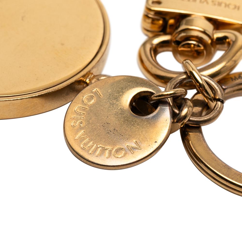 Louis Vuitton B Louis Vuitton Gold with Pink Gold Plated Metal and Resin LV Circle Key Holder and Bag Charm Italy