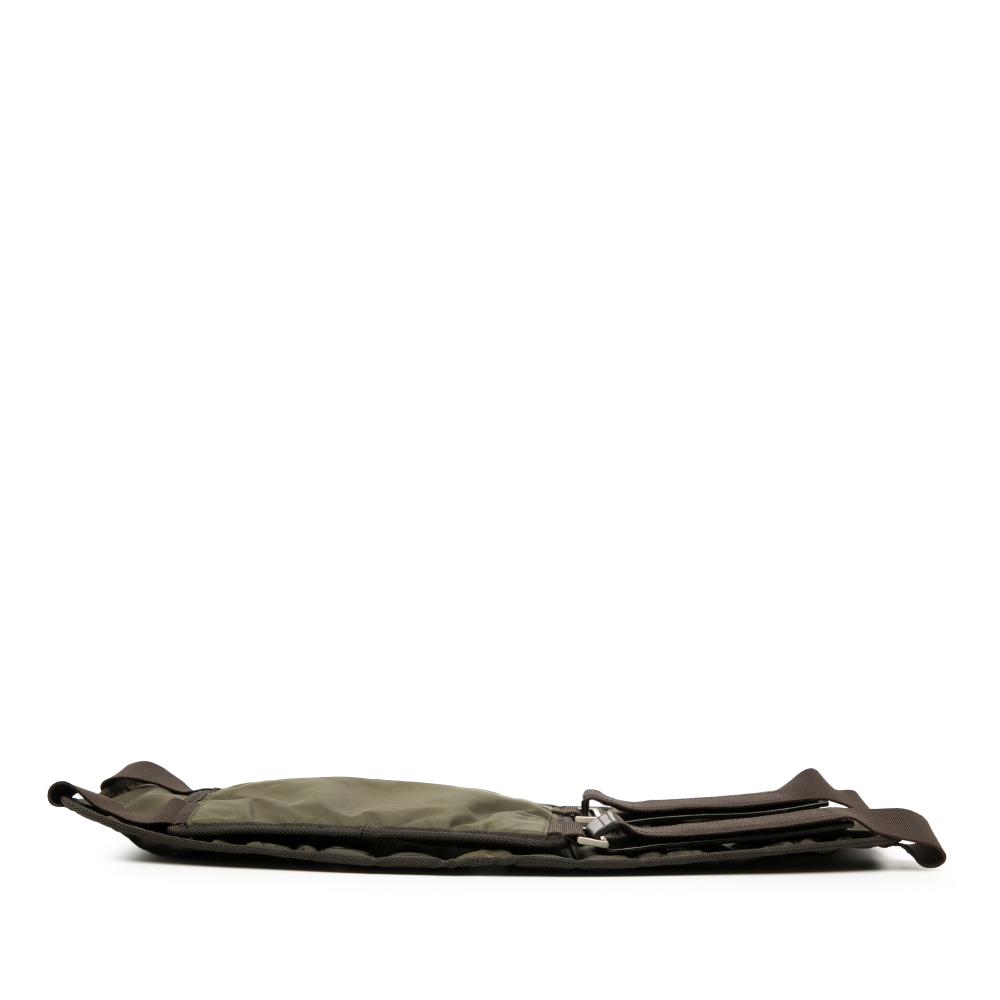 Prada B Prada Brown Dark Khaki Nylon Fabric Tessuto 1999 Tactical Belt Bag Italy