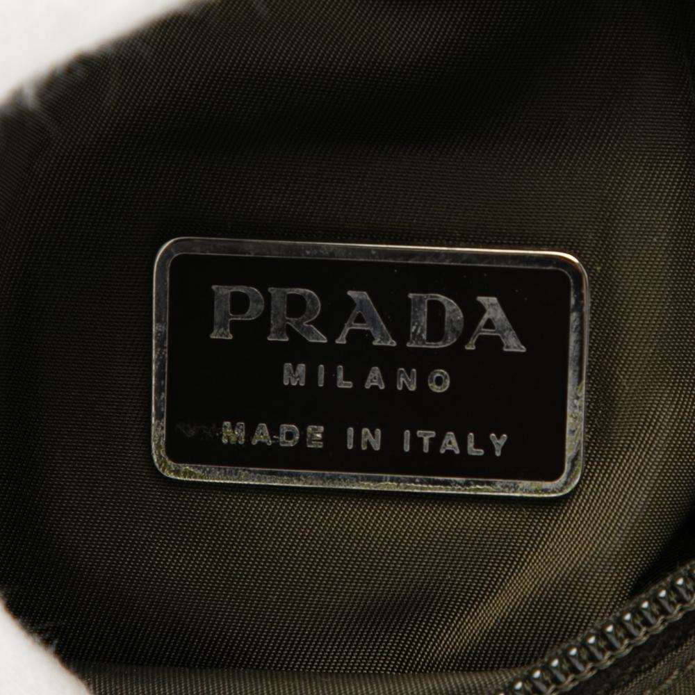 Prada B Prada Brown Dark Khaki Nylon Fabric Tessuto 1999 Tactical Belt Bag Italy