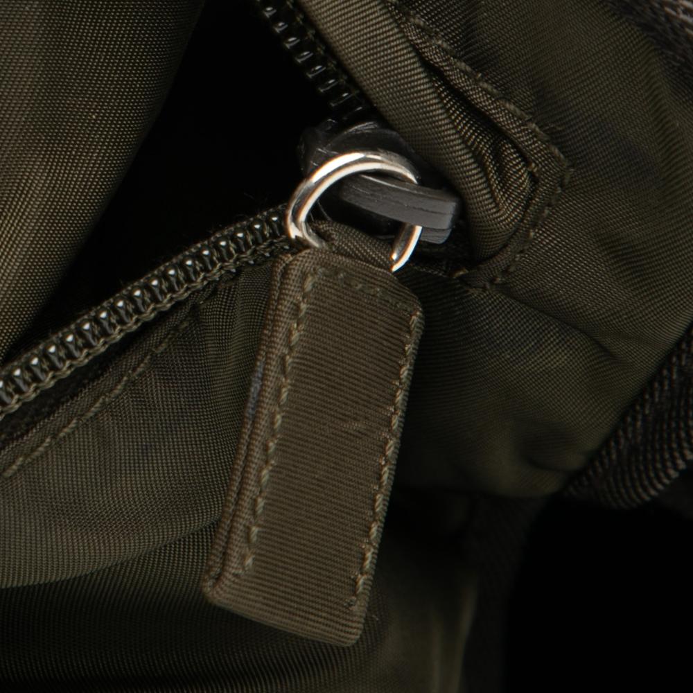 Prada B Prada Brown Dark Khaki Nylon Fabric Tessuto 1999 Tactical Belt Bag Italy